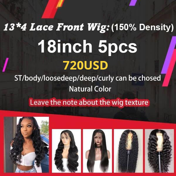 $720 13*4 Lace Front Wig Package Deal 150% Density (18 Inch 5PCS)