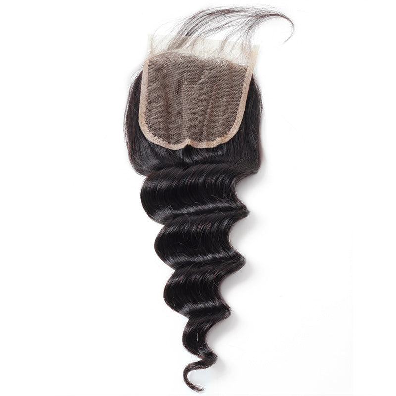 10A Brazilian Virgin Hair Loose Deep 3 Bundles With Lace Closure