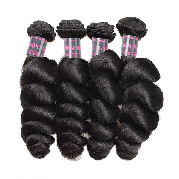 Ishow Loose Wave Virgin Human Hair 4 Bundles With Lace Frontal Closure Unprocessed Malaysian Hair