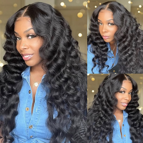 13x6 Loose Deep Wave HD Human Hair Lace Front Wigs With Baby Hair 180% Density Pre Plucked HD Lace Wigs