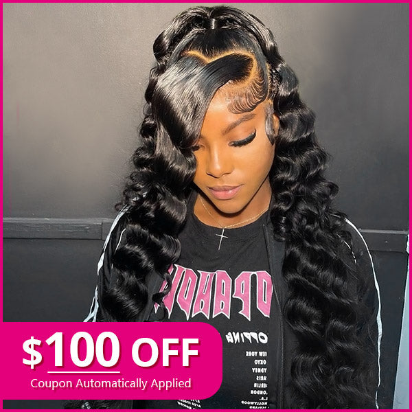 $100 Off Loose Deep Wave Wigs 13x4 Lace Front Human Hair Wigs