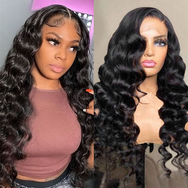Invisible Lace Wig Loose Wave 13x4 Lace Front Wig Skin Melt Human Hair Wigs