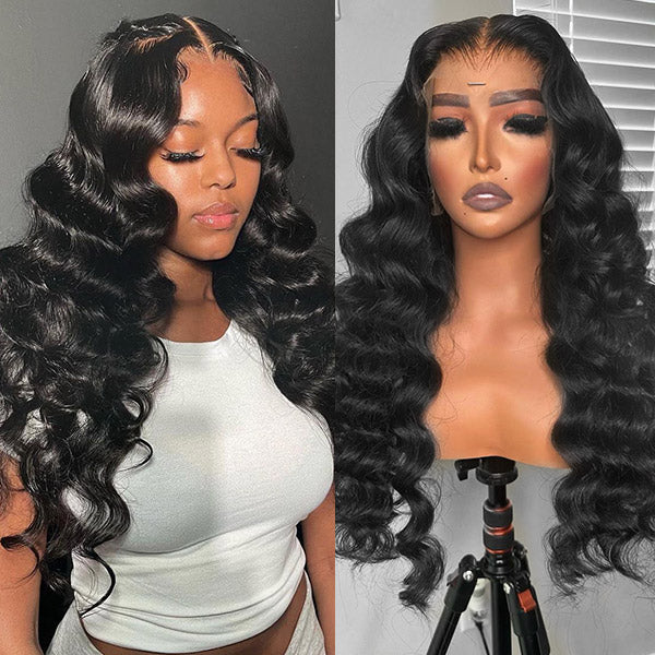 Full Lace Wig Loose Wave Human Hair 13x4 Full Lace Front Wigs 28 Inch 150% Density