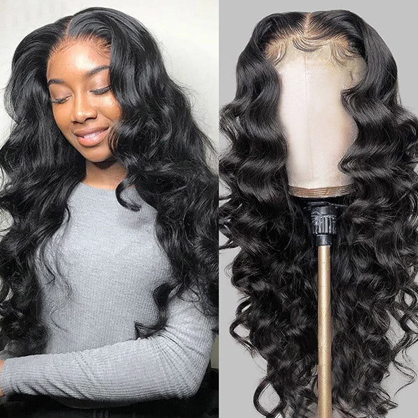 13x4 HD Lace Frontal Wig Loose Wave Human Hair Wigs Invisible Lace Glueless Wigs