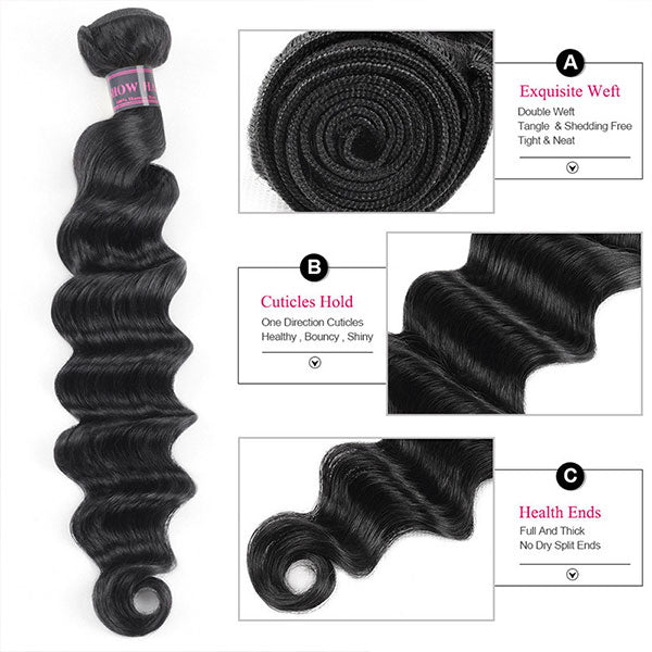 Ishow Non Remy Indian Loose Deep Wave 3 Bundles Virgin Human Hair Extensions
