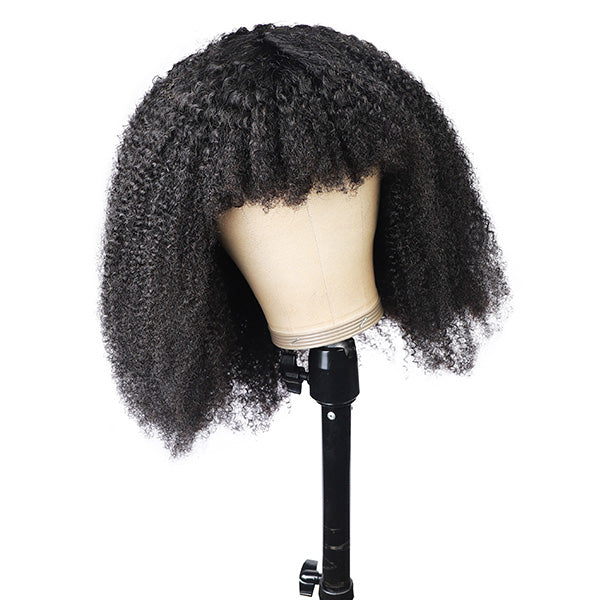 Curly Hair Wigs With Bangs Afro Curly Full Machine Made Wigs