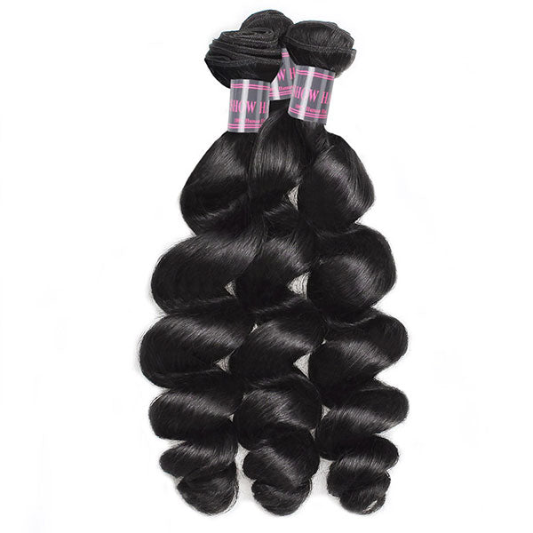 Brazilian Hair Loose Wave Unprocessed Virgin Hair 3 Bundles With 4*4 Lace Closure