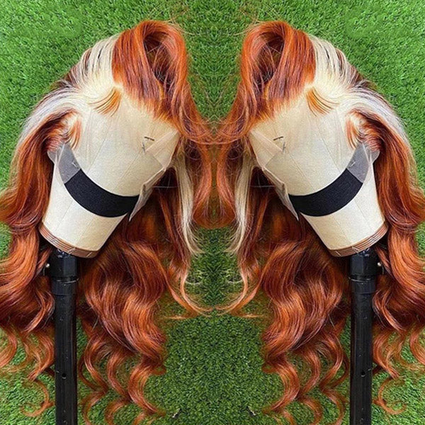 Orange and Blonde Wig HD 13x4 Lace Front Wig Body Wave Human Hair Wigs