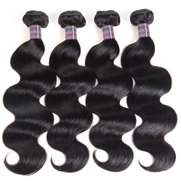Malaysian Hair 4 Bundles With Lace Closure Unprocessed Body Wave Hair Extensions