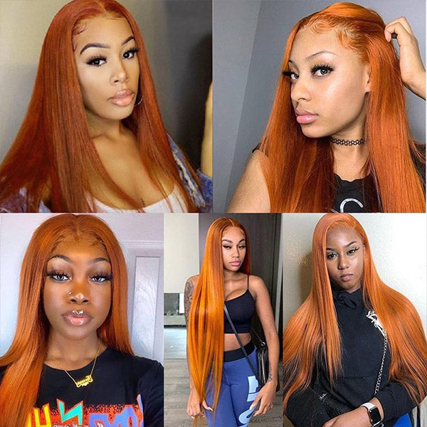 Ginger Lace Front Wig Straight Hair Wig 13x4 Transparent HD Lace Frontal Wigs 30inch