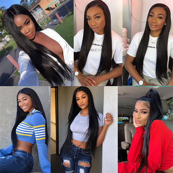 Straight Hair Wig 4x4 Lace Closure Wig HD Transparent Lace Wigs Glueless Human Hair Wigs