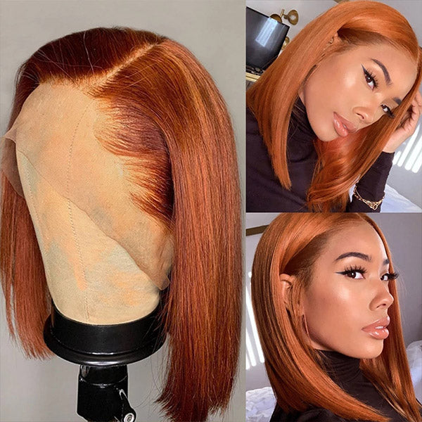 Ginger Bob Wig Straight Lace Front Wigs Affordable Human Hair Wigs 4x4 Closure Wigs