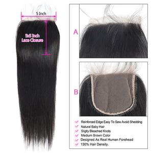 Straight 5*5 Lace Closure With Baby Hair 8A Remy Human Hair