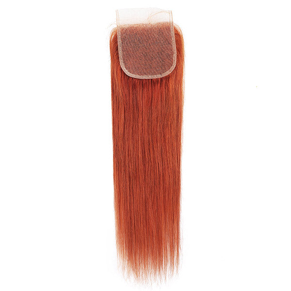 Ginger Hair Bundles with Closure Virgin Straight Human Hair 3 Bundles with Lace Closure