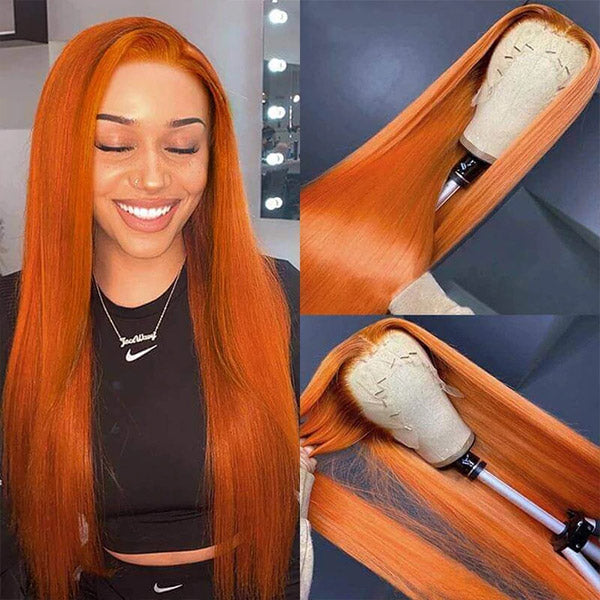 Ginger Lace Front Wig Straight Hair Wig 13x4 Transparent HD Lace Frontal Wigs 30inch