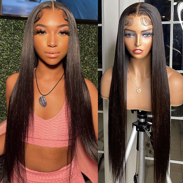 Straight Glueless Wigs 13x4 Lace Front Wig Pre Plucked Ready To Wear W ...