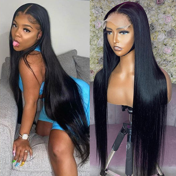 Straight Human Hair Wig 4x4 Lace Closure Wig HD Transparent Lace Wigs
