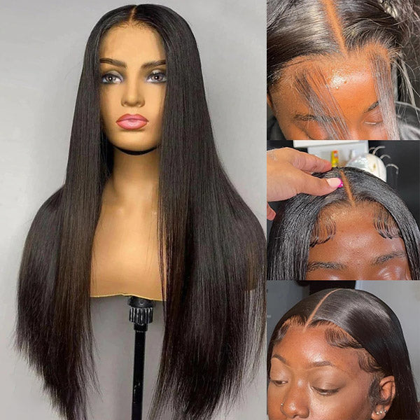 HD Glueless Wigs 4x4 Straight Hair Closure Wig Pre-Cut Lace Wigs 30 Inch