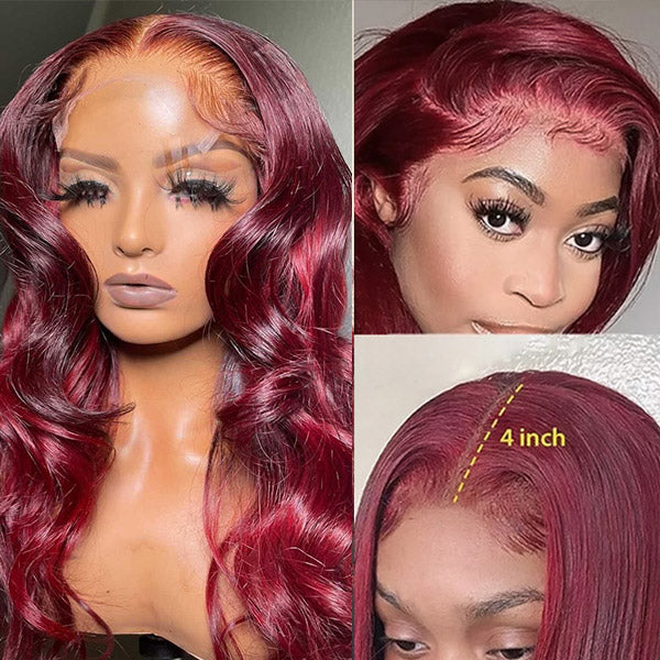 Body Wave Burgundy Lace Front Wig 13x4 HD Colored Lace Front Wigs