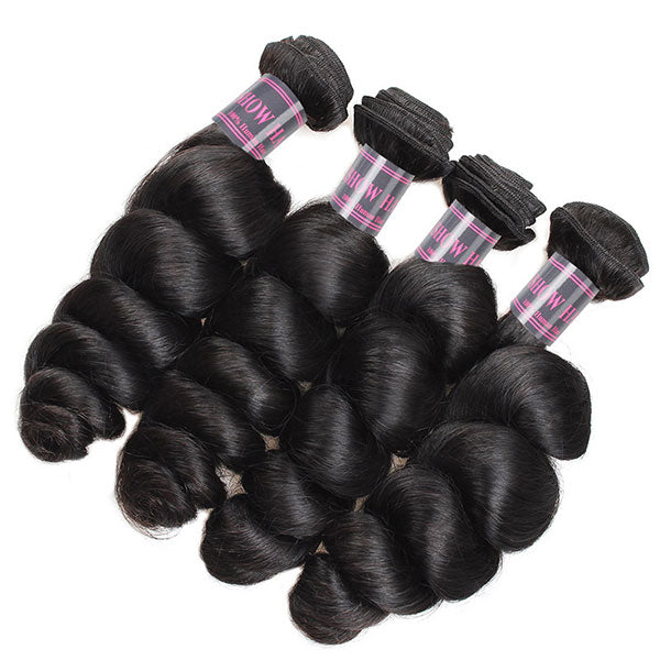 Ishow Virgin Malaysian Loose Wave Human Hair Weft 4 Bundles With Lace Closure