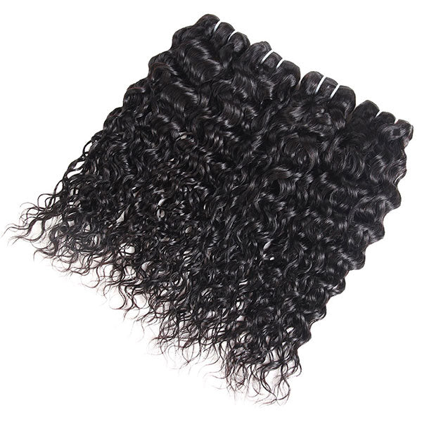 Hairsmarket Brazilian Virgin Hair Water Wave 3 Bundles With Lace Closure
