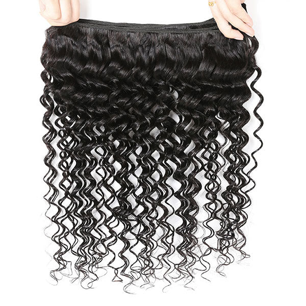 Hairsmarket Brazilian Deep Wave Hair 3 Bundles With Lace Closure