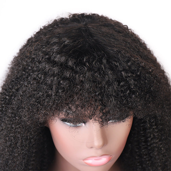 Curly Hair Wigs With Bangs Afro Curly Full Machine Made Wigs