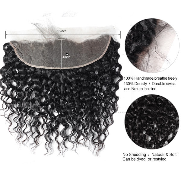 Water Wave Human Hair With Lace Frontal Virgin Hair 13*4 Customized Lace Wigs