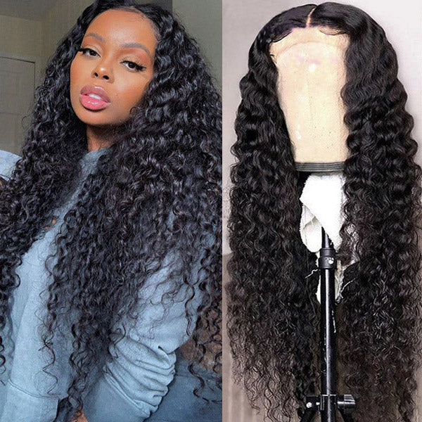 Water Wave Closure Wig 4x4 Lace Closure Wigs Human Hair Lace Front Wigs 150% Density