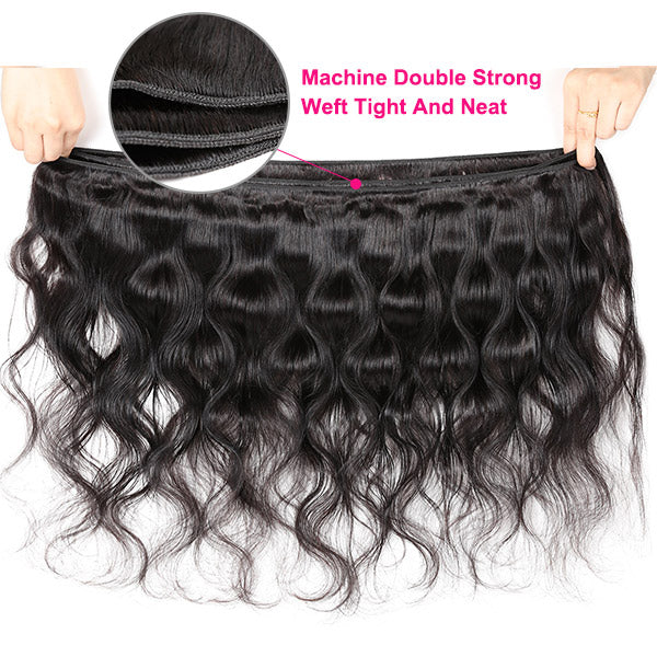Ishow 13x4 Peruvian Lace Frontal Closure With 4 Bundles Virgin Body Wave Hair
