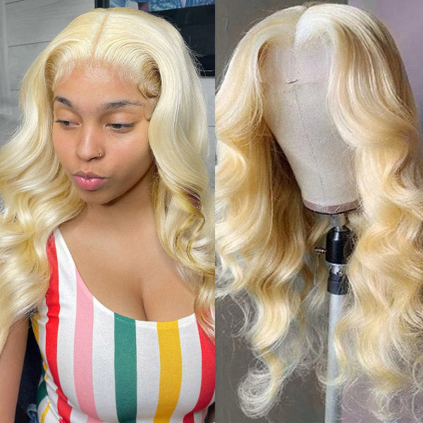 Honey Blonde Wigs 613 Body Wave Human Hair Wig HD Lace Part Wig