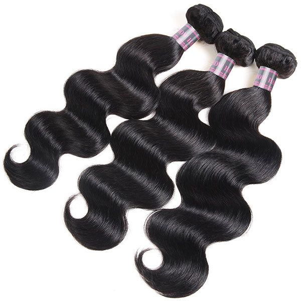 Ishow Indian Human Hair Body Wave 4 Bundles With 4x4 Lace Closure