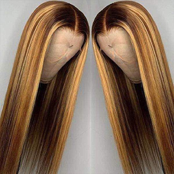 Honey Blonde Lace Front Human Hair Wig Ombre Straight Human Hair Wig 13x4 13x6 HD Lace Front Wigs