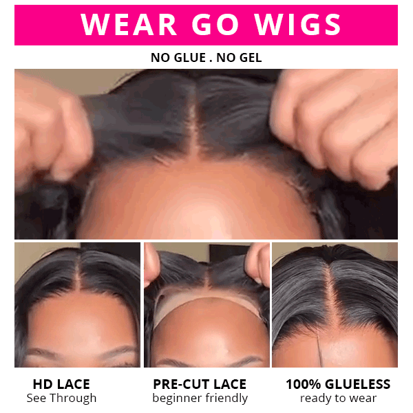 No Glue Wear & Go Wigs Deep Wave 5x5 Lace Closure Wig Pre Cut Glueless Human Hair Wigs