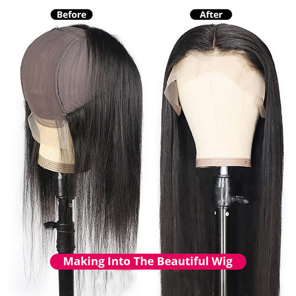 T Lace Closure Straight Human Hair Middle Part Frontal Closure