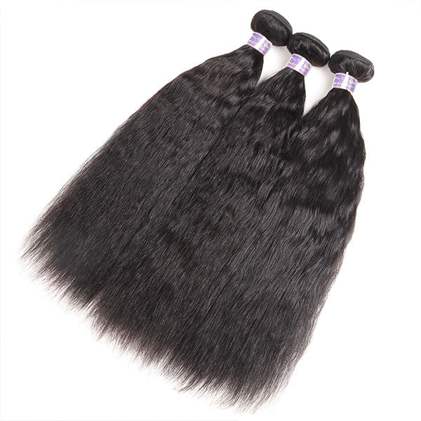 Allove 8A Peruvian Yaki Straight Hair Weaving 3 Bundles 100% Human Hair