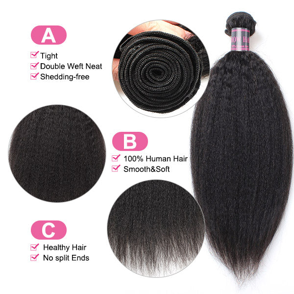 Ishow Yaki Straight Human Hair 4 Bundles Unprocessed Peruvian Hair Weaving