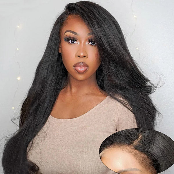 Products 4C Hairline Kinky Straight 13x4 Lace Front Wigs 30 Inch Affordable 4x4 Lace Closure Wigs