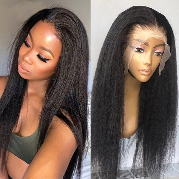Yaki Hair Lace Wigs 13x4 Lace Front Wigs Kinky Straight Human Hair